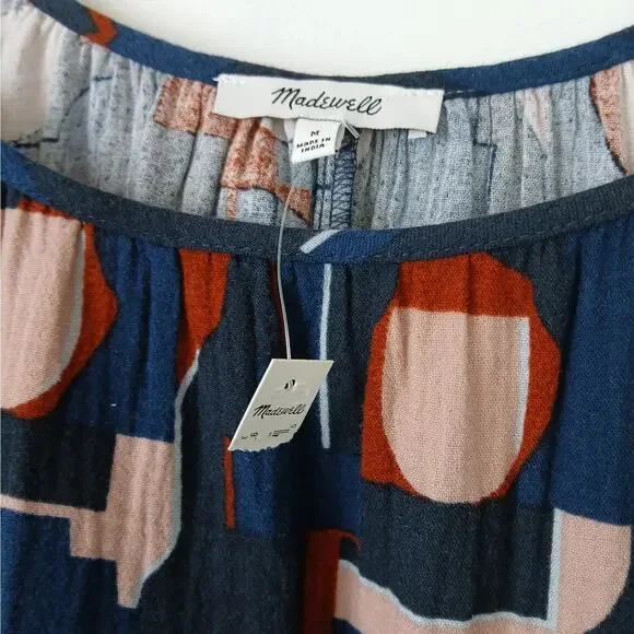 Madewell SZ M Lightestspun Tie Strap Ruffle Hem Cover Up Dress Color Collage NWT - Picture 4 of 7